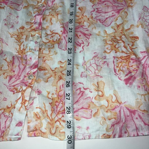 J.Jill White Pink Orange Love Linen Coral Print Button-Down Shirt Womens Size 1X - Picture 4 of 8